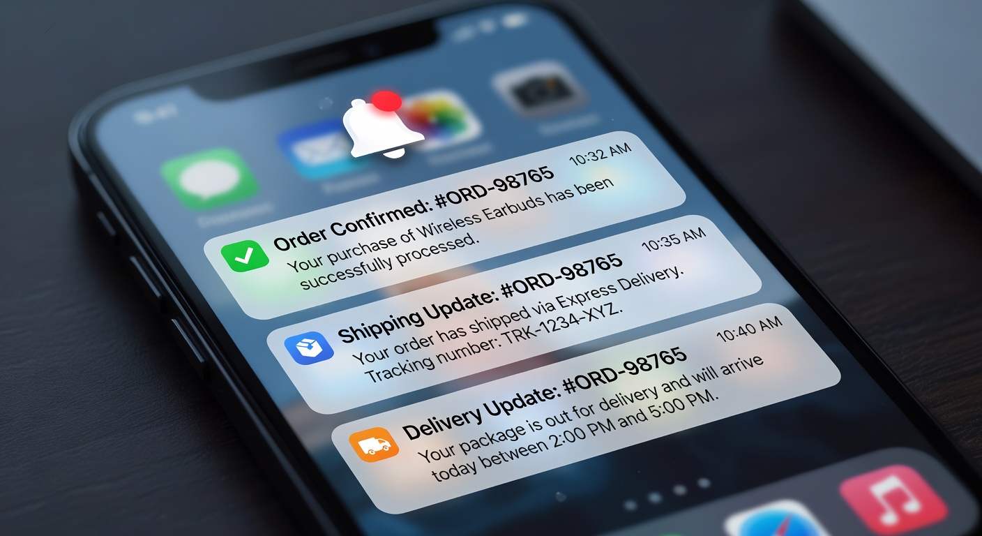Mobile order notification and alert design