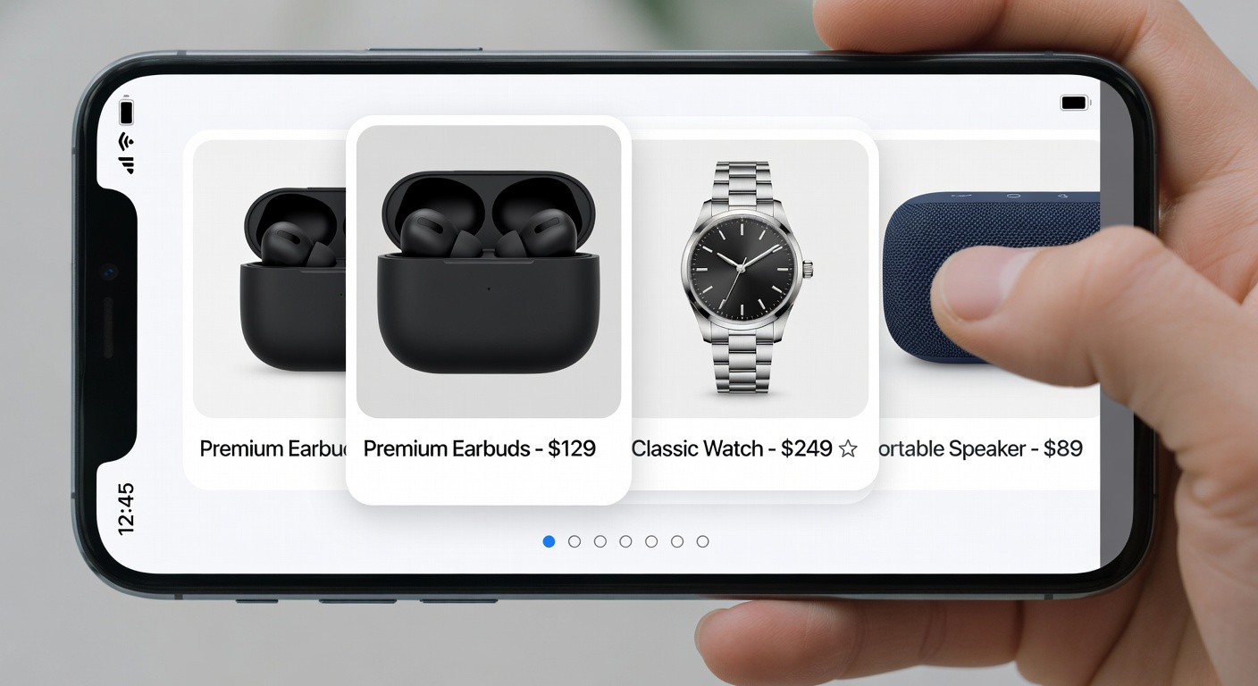 Mobile product carousel design for electronics