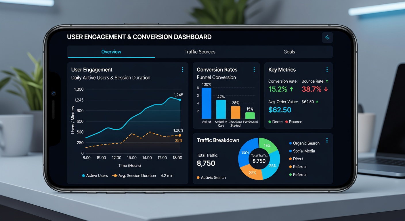 UX analytics dashboard showing performance metrics
